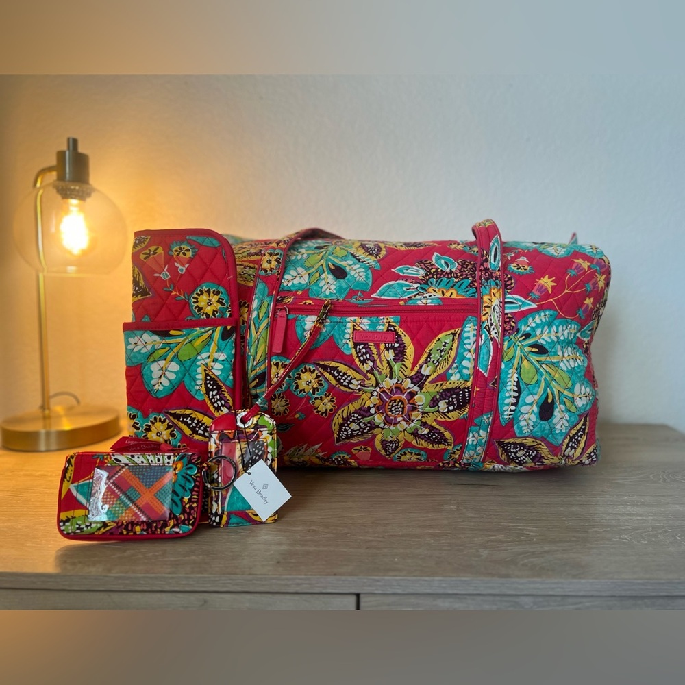 Vera Bradley Full Quilted Floral Travel Duffle Set